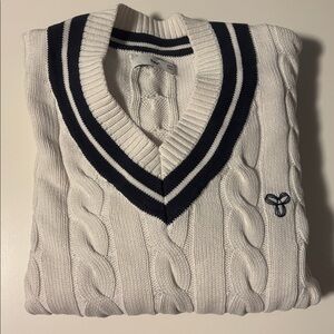 TNA Varsity V-Neck Cable Knit Sweater